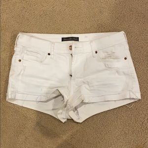 Abercrombie white jean shorts